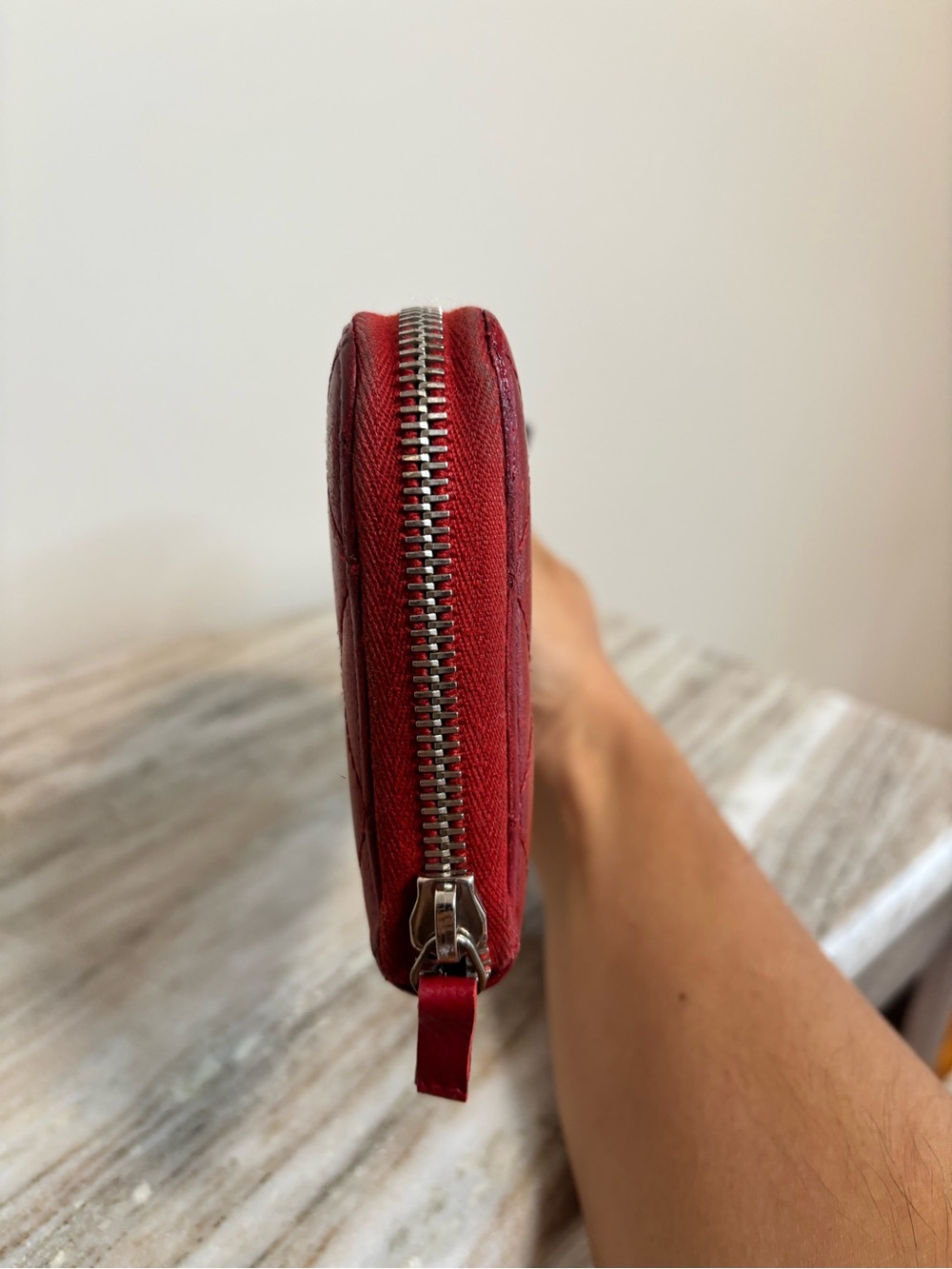 CHANEL Red Quilted Lambskin Zip Around Wallet – Entrupy Authenticated - Picture 7 of 12